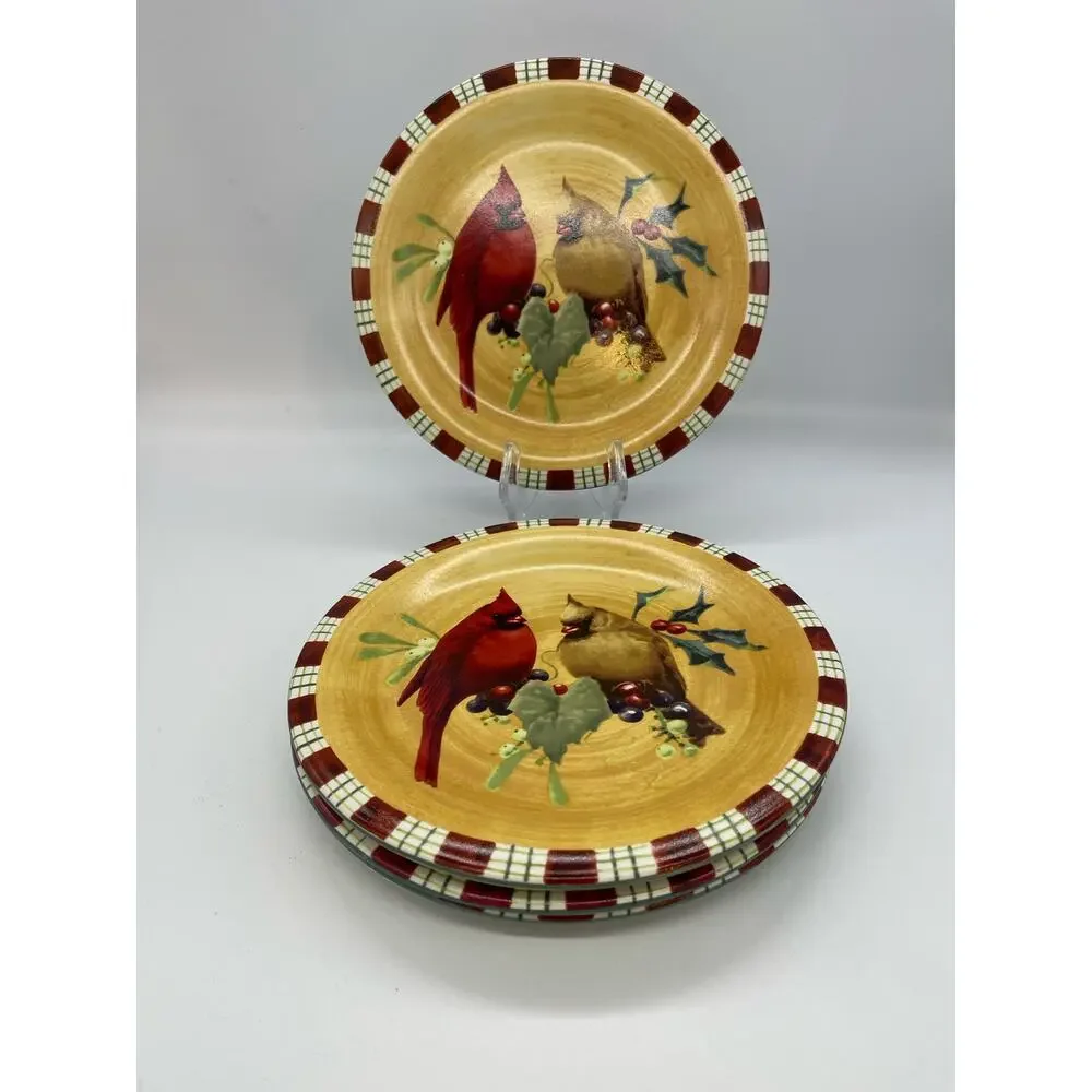 Lenox Winter Greetings Cardinal by Catherine McClung Set of 4 Salad Plates 8.5